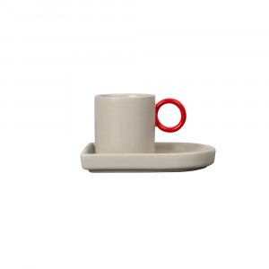 Espresso cup plate Niki Grey/red