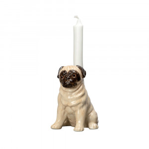 Candle holder Pug Beige/brown